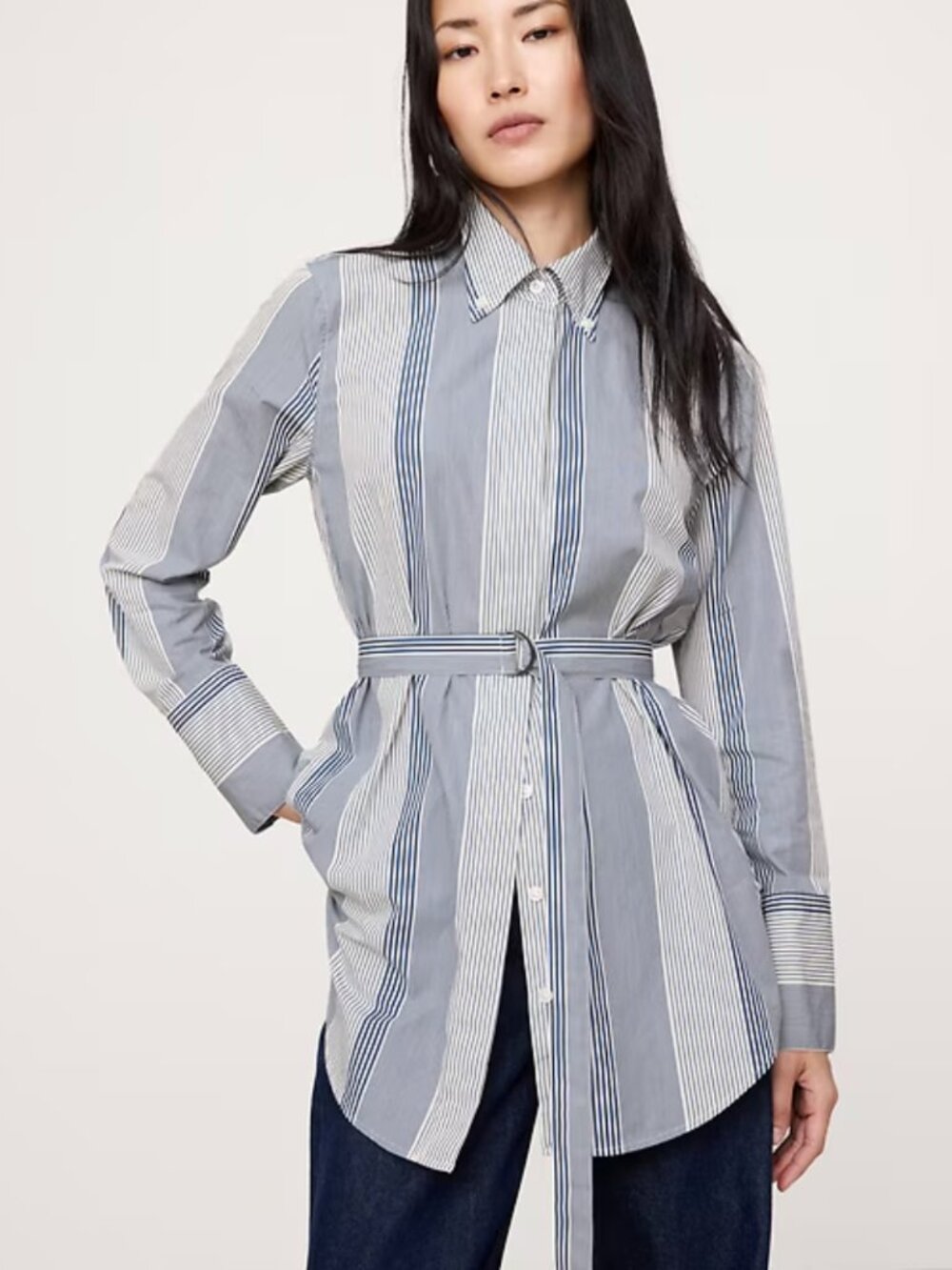 Banana Republic Cotton Poplin Belted Tunic Shirt